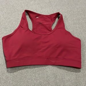 Maroon Burgundy Med Sports Bra with small back pocket